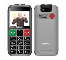EVOLVEO EasyPhone ET, mobilní telefon pro seniory s nabíjecím stojánkem, stříbrná