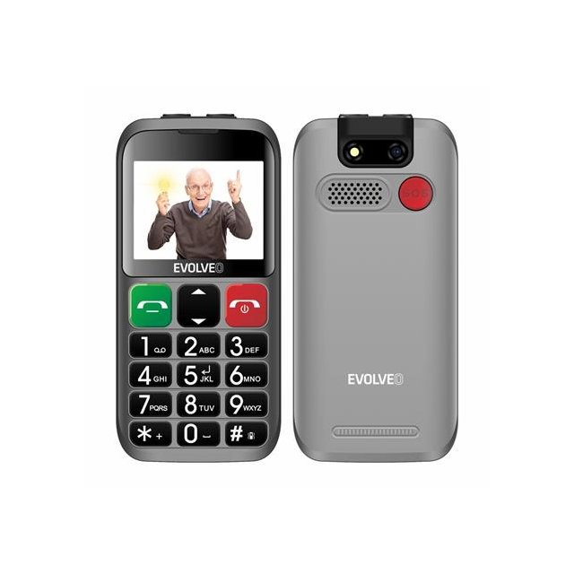 EVOLVEO EasyPhone ET, mobilní telefon pro seniory s nabíjecím stojánkem, stříbrná