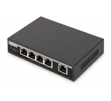 Digitus Fast Ethernet PoE Switch 4-portový PoE + 1-portový uplink, 62W PoE Budget