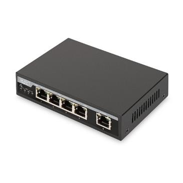 Digitus Fast Ethernet PoE Switch 4-portový PoE + 1-portový uplink, 62W PoE Budget