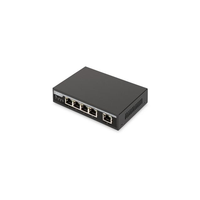 Digitus Fast Ethernet PoE Switch 4-portový PoE + 1-portový uplink, 62W PoE Budget