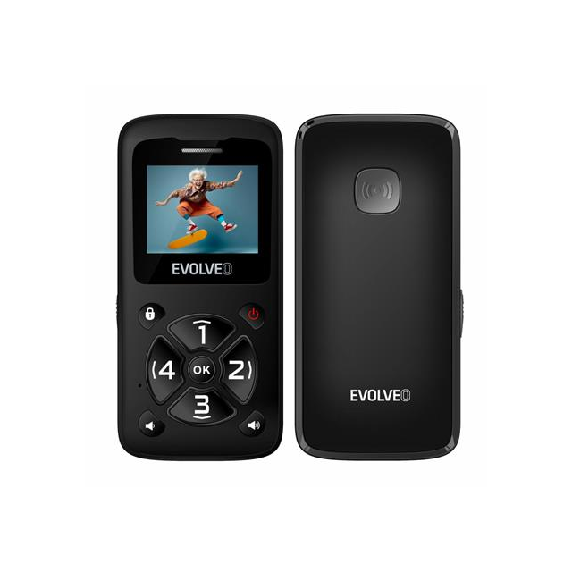 EVOLVEO EasyPhone ID, mobilní telefon pro seniory, nejjednodušší telefon na trhu, 1,77"/1x SIM