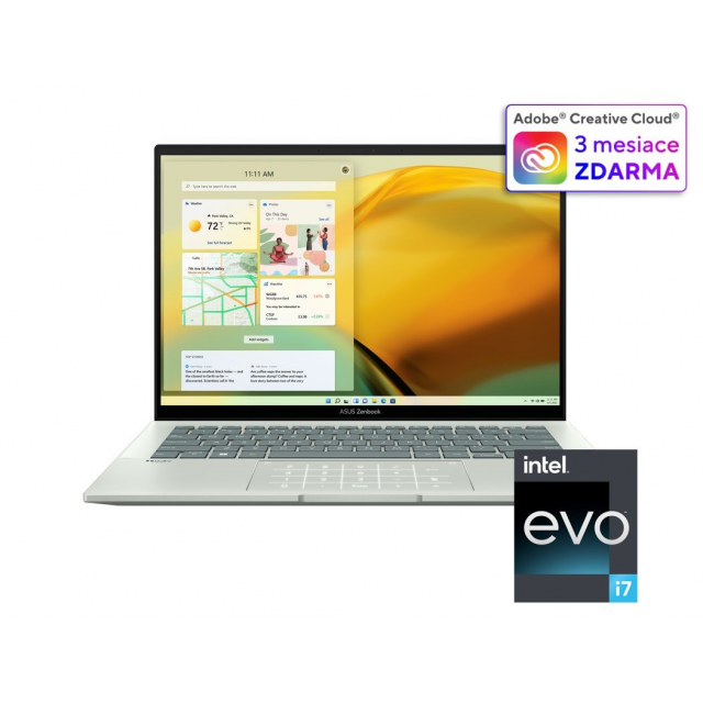 ASUS Zenbook 14 UX3402VA-OLED544W, i7-13700H, 14.0˝ 2880x1800, UMA, 16GB, SSD 1TB, W11H`, NumPad,