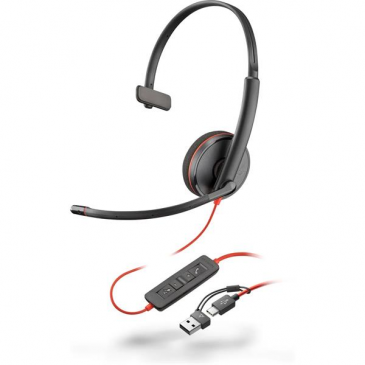 Monofónna náhlavná súprava Poly Blackwire 3210 USB-C/A
