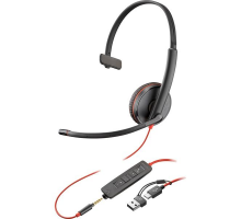Monofónna náhlavná súprava Poly Blackwire 3215 USB-C/A + 3,5 mm jack