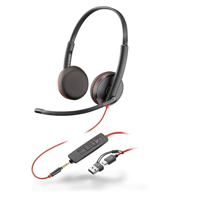 Náhlavná súprava Poly Blackwire 3225 USB-C/A + 3,5 mm jack