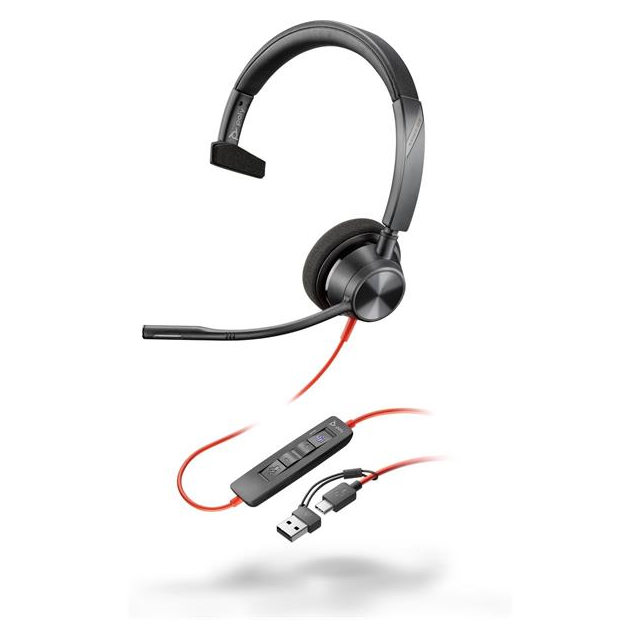 Monofónna náhlavná súprava Poly Blackwire 3310 MS USB-C/A