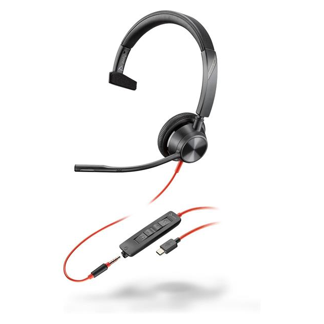 Monofónna náhlavná súprava Poly Blackwire 3315 USB-C/A + 3,5 mm jack