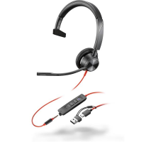 Monofónna náhlavná súprava Poly Blackwire 3315 MS USB-C/A + 3,5 mm jack
