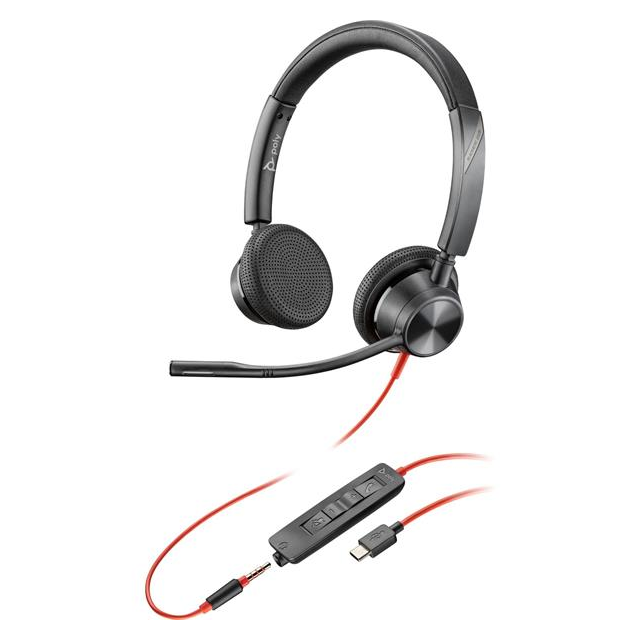 Náhlavná súprava Poly Blackwire 3325 USB-C/A + 3,5 mm jack
