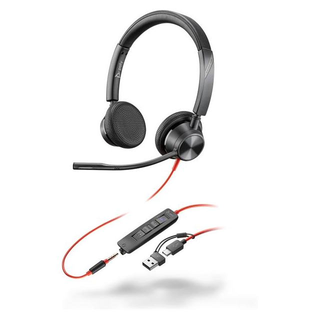Náhlavná súprava Poly Blackwire 3325 MS USB-C/A + 3,5 mm jack