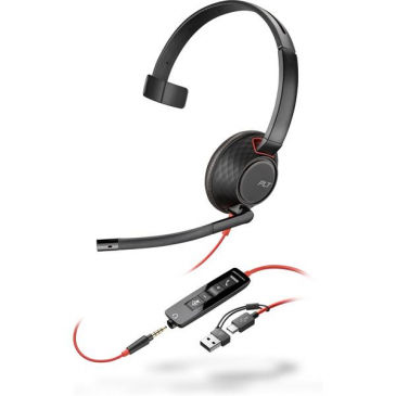 Monofónna náhlavná súprava Poly Blackwire 5210 USB-C/A + 3,5 mm jack