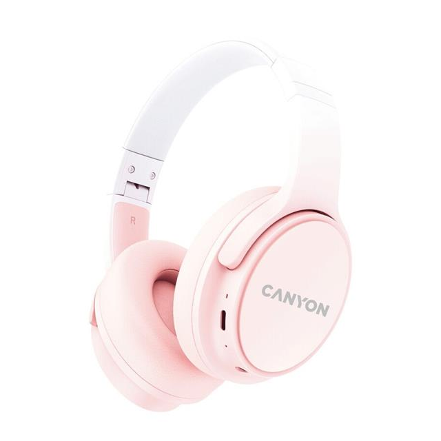 Canyon BTHS-4, OnRiff 4 Bluetooth bezdrôtové slúchadlá, 50 hod výdrž, skladacie, ružové