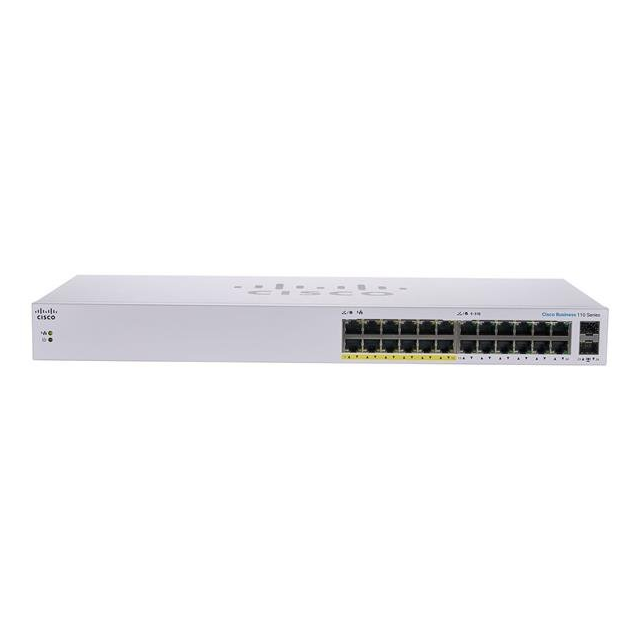 Cisco CBS110-24PP (24xGbE, 2xGbE/SFP combo, 12xPoE+, 100W, fanless) - REFRES