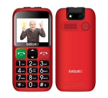 EVOLVEO EasyPhone ET, mobilní telefon pro seniory s nabíjecím stojánkem, červená