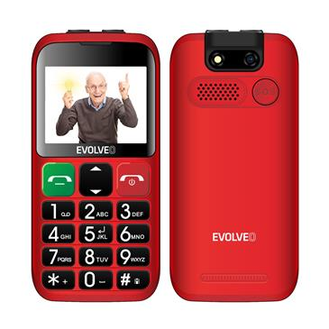 EVOLVEO EasyPhone ET, mobilní telefon pro seniory s nabíjecím stojánkem, červená