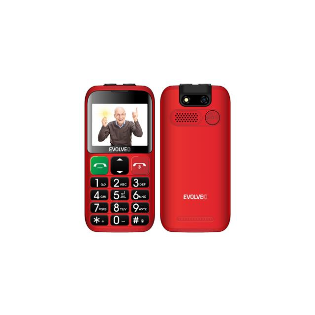 EVOLVEO EasyPhone ET, mobilní telefon pro seniory s nabíjecím stojánkem, červená