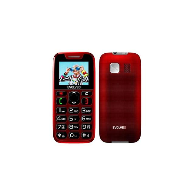 EVOLVEO EasyPhone, mobilní telefon pro seniory s nabíjecím stojánkem, červená