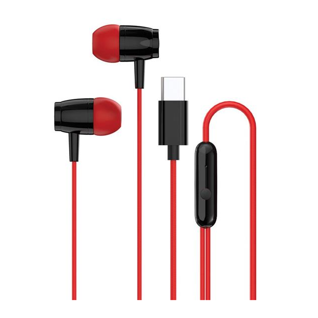 Canyon SEP-5, slúchadlá do uší, integrované ovládanie, hlboké basy, USB-C kábel 1.2m, čierno-červené