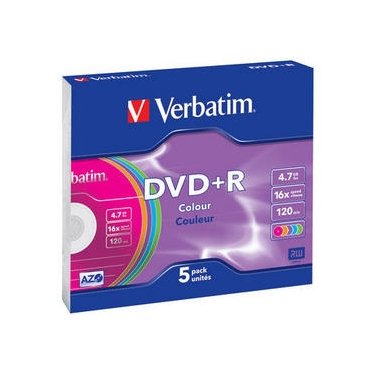 DVD+R Verbatim 4,7GB 16x 5pack slim colo