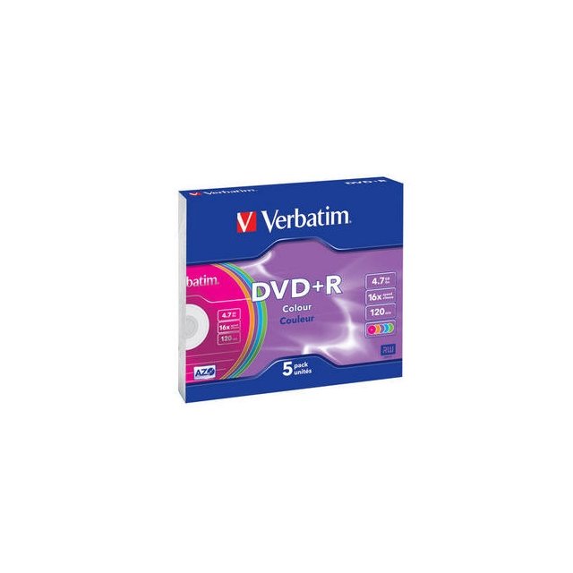 DVD+R Verbatim 4,7GB 16x 5pack slim colo
