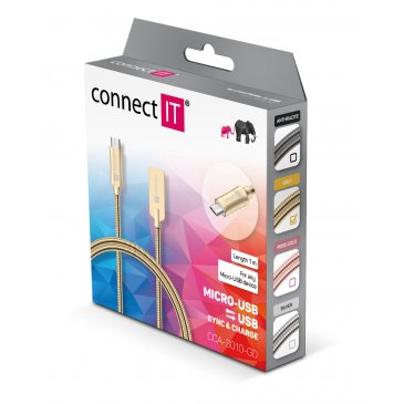 Kabel Connect IT Micro USB 1m metalic gold