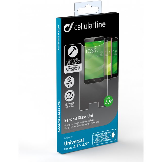 Sklo ochranné CellularLine univerzal Second Glass 4,7`-4,9`