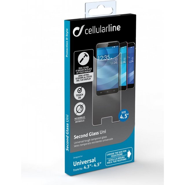 Sklo ochranné CellularLine univerzal Second Glass 4,3`-4,5`