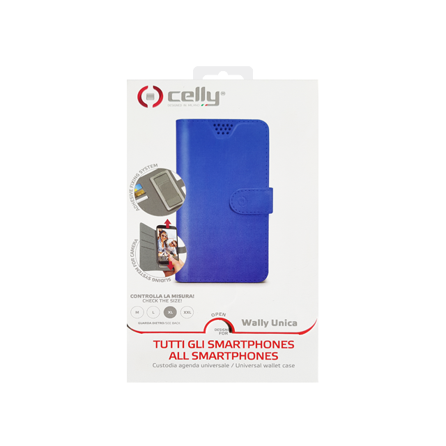 Puzdro Celly kniha Wally Unica XL 4,5`-5` modré