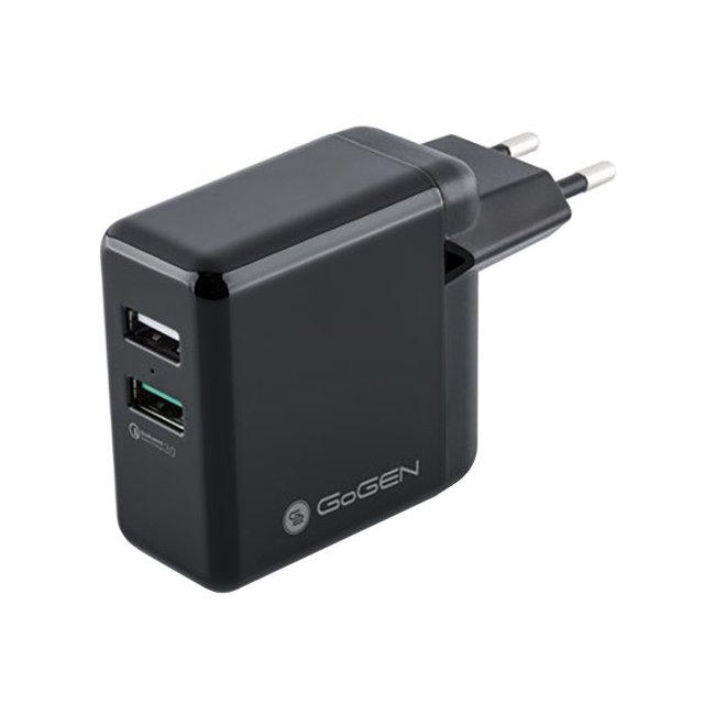 Gogen ACHQ 203, 2x USB 2,4A QC 3.0 čierna