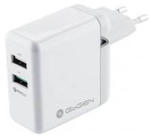 Gogen ACHQ 203, 2x USB 2,4A QC 3.0 biela