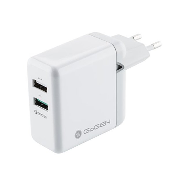 Gogen ACHQ 203, 2x USB 2,4A QC 3.0 biela