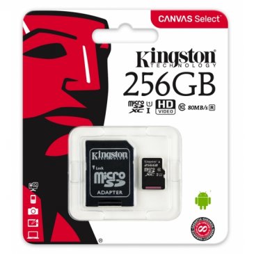SDXC Micro Kingston 256GB CANVAS class 10 UHS-I Gen 2 + adapter
